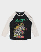 Vintage Y2K Ed Hardy Sequin Tiger Long-sleeved T-Shirt - XXL