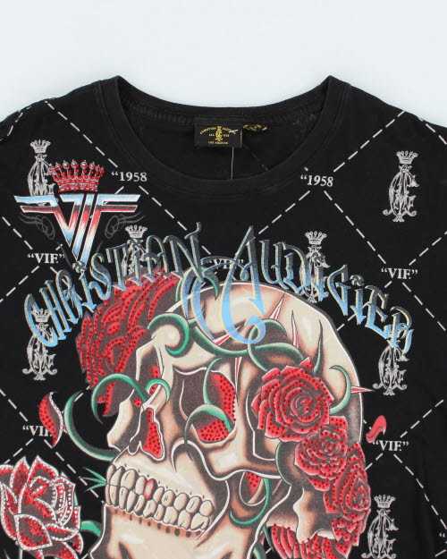 Vintage Y2K Ed Hardy Gothic Skull T-Shirt - XL