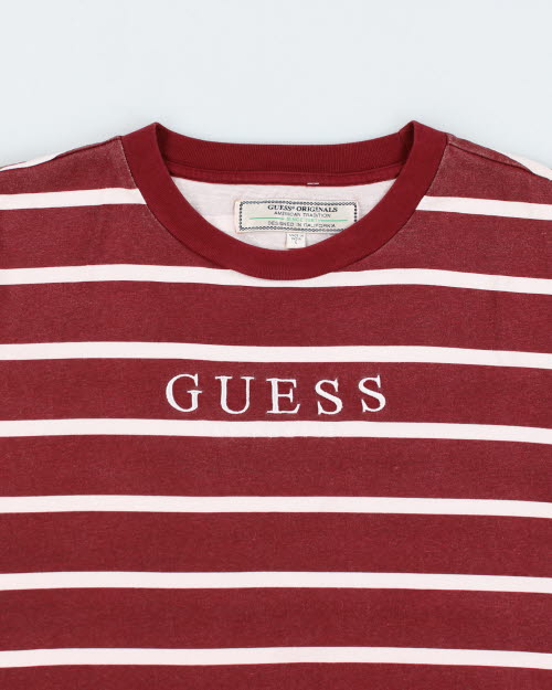 Vintage Guess LA Originals Striped T-Shirt - XL