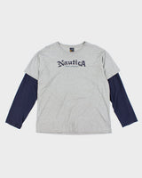 Vintage Y2K Nautica Double Layer Long-sleeved T-Shirt - XL