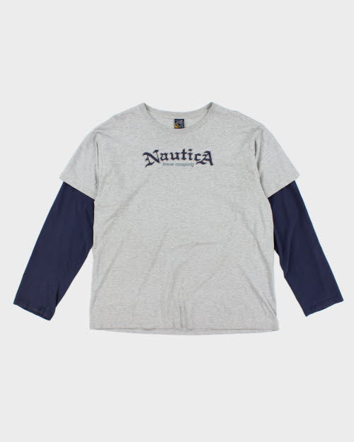 Vintage Y2K Nautica Double Layer Long-sleeved T-Shirt - XL