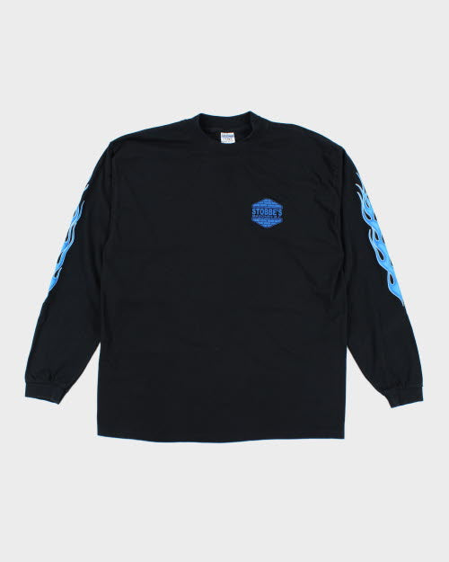 Vintage Y2K Flame Print Long-sleeved Shirt - XL