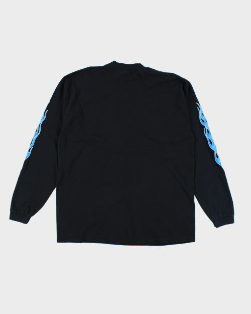 Vintage Y2K Flame Print Long-sleeved Shirt - XL