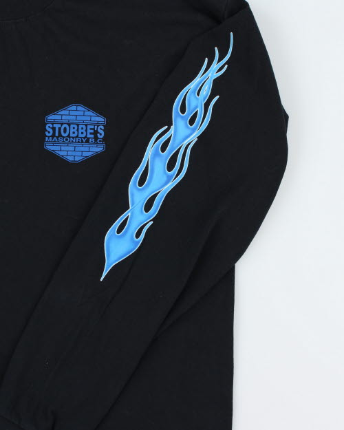 Vintage Y2K Flame Print Long-sleeved Shirt - XL