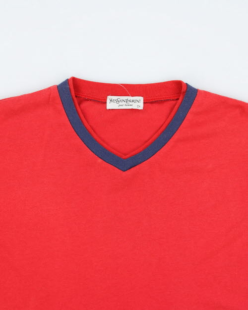 Vintage Yves Saint Laurent V-Neck Long-sleeved T-Shirt - M