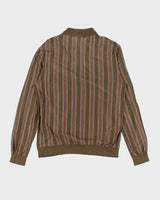 Vintage 90's Borg Striped Long-sleeve Polo Shirt - M