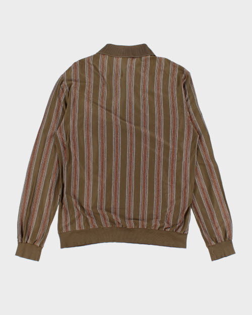 Vintage 90's Borg Striped Long-sleeve Polo Shirt - M
