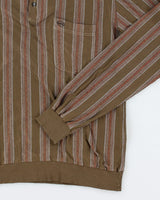 Vintage 90's Borg Striped Long-sleeve Polo Shirt - M