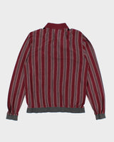 Vintage 90's Borg Striped Long-sleeve Polo Shirt - M