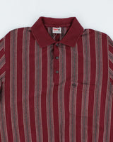 Vintage 90's Borg Striped Long-sleeve Polo Shirt - M