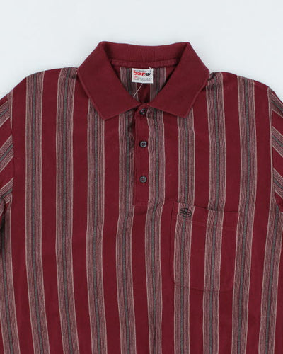 Vintage 90's Borg Striped Long-sleeve Polo Shirt - M