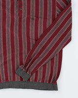 Vintage 90's Borg Striped Long-sleeve Polo Shirt - M