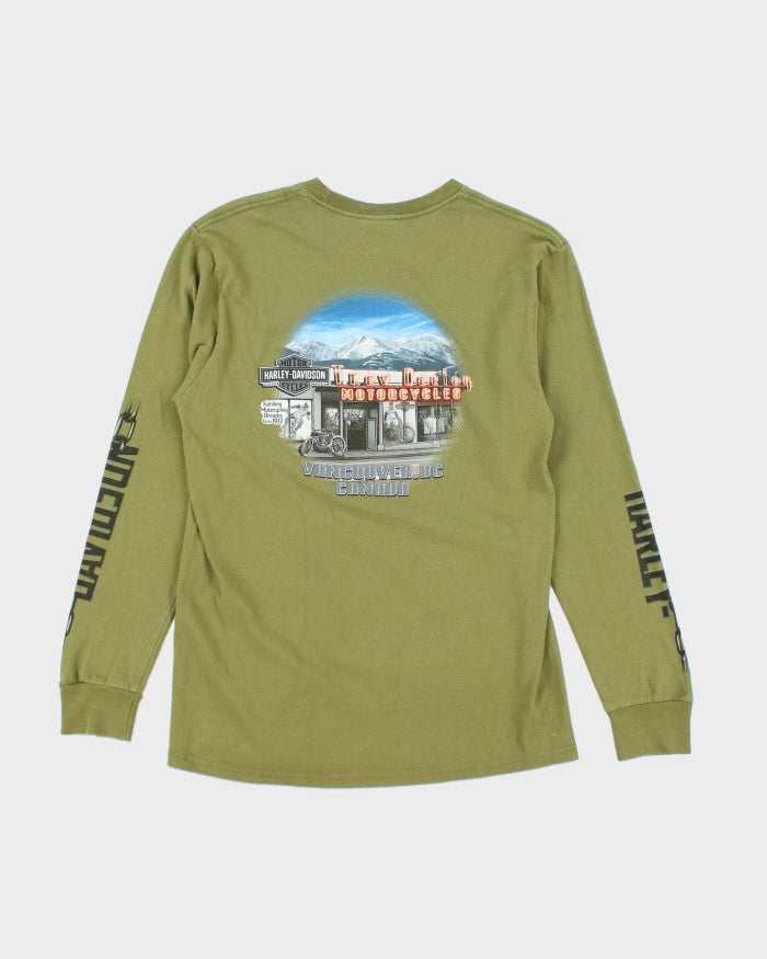 00s Harley Davidson Green Skull Long Sleeved T-Shirt - M