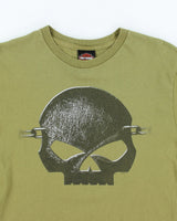 00s Harley Davidson Green Skull Long Sleeved T-Shirt - M