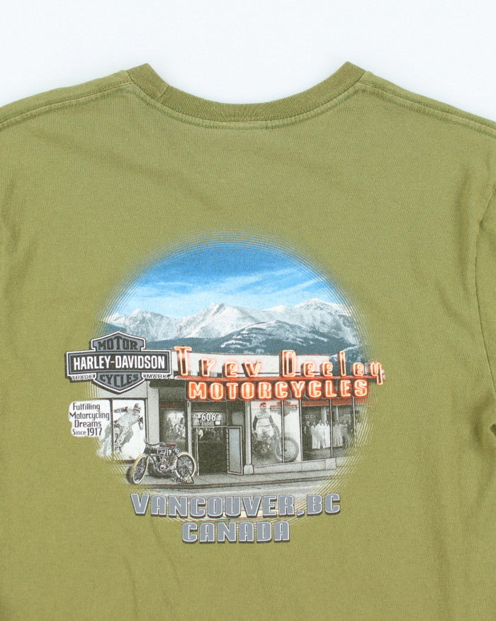 00s Harley Davidson Green Skull Long Sleeved T-Shirt - M