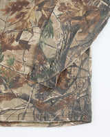 Y2k 00s Realtree Camouflage Quarter Button Long Sleeve T-shirt - M