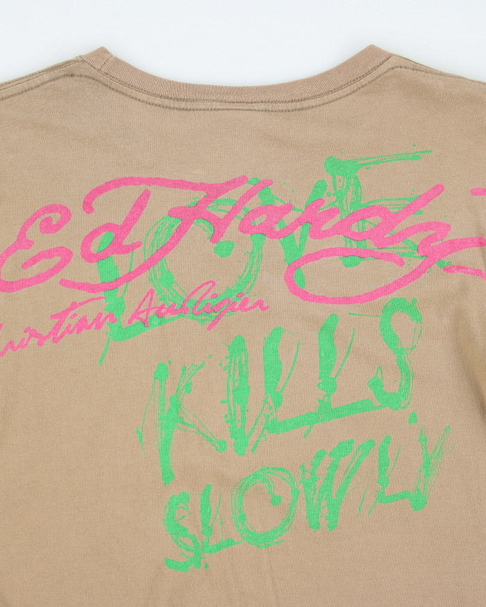 Y2k 00s Ed Hardy Rhinestone Graphic Long Sleeve T-shirt - S