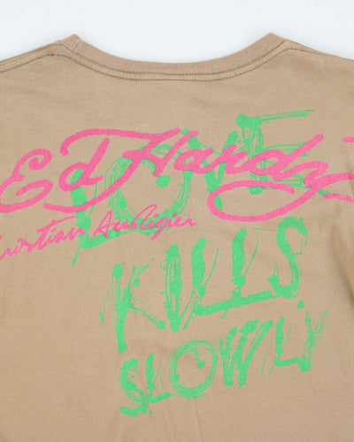 Y2k 00s Ed Hardy Rhinestone Graphic Long Sleeve T-shirt - S