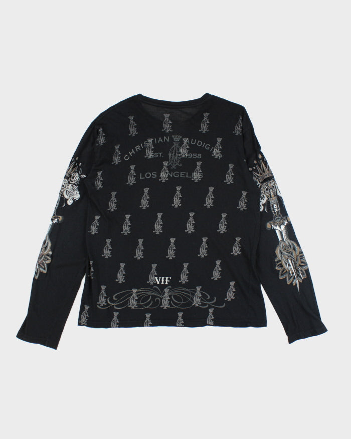 Vintage Y2K Christian Audigier Gothic Long Sleeve T-Shirt - S