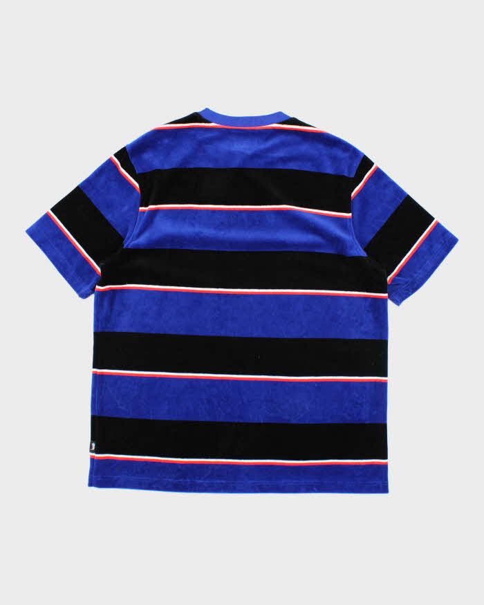 Vintage Stussy Striped Velour Short Sleeve T-Shirt - L
