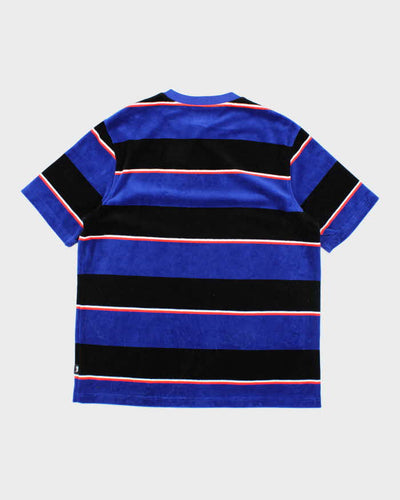 Vintage Stussy Striped Velour Short Sleeve T-Shirt - L