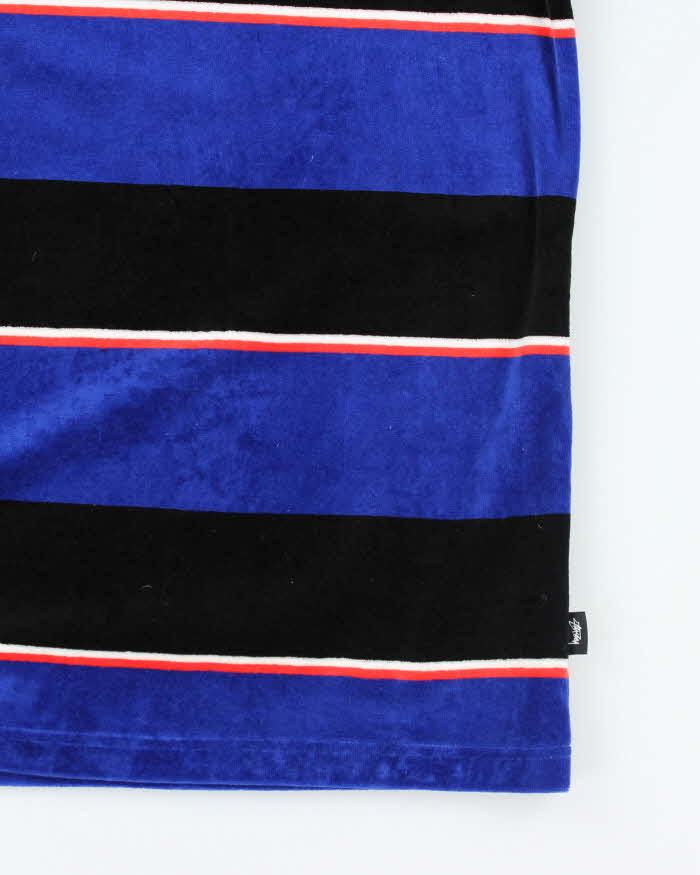 Vintage Stussy Striped Velour Short Sleeve T-Shirt - L