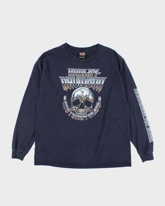 Harley Davidson Heavyweight Gothic Graphic Biker Long-sleeved T-Shirt - XL