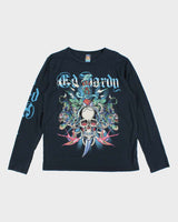 Vintage Y2K Ed Hardy Sequined Graphic Long-sleeved T-Shirt - XL