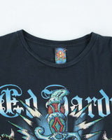 Vintage Y2K Ed Hardy Sequined Graphic Long-sleeved T-Shirt - XL