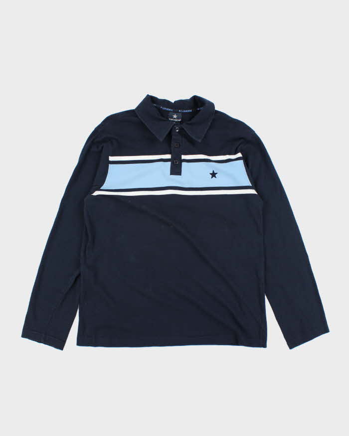 Vintage 90's Converse Striped Long-sleeved Polo Shirt - L