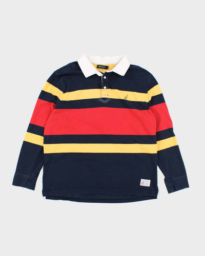Vintage 2000's Nautica Heavyweight Striped Long-sleeved Polo Shirt - XL