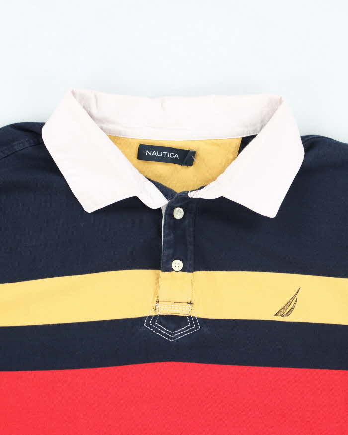 Vintage 2000's Nautica Heavyweight Striped Long-sleeved Polo Shirt - XL