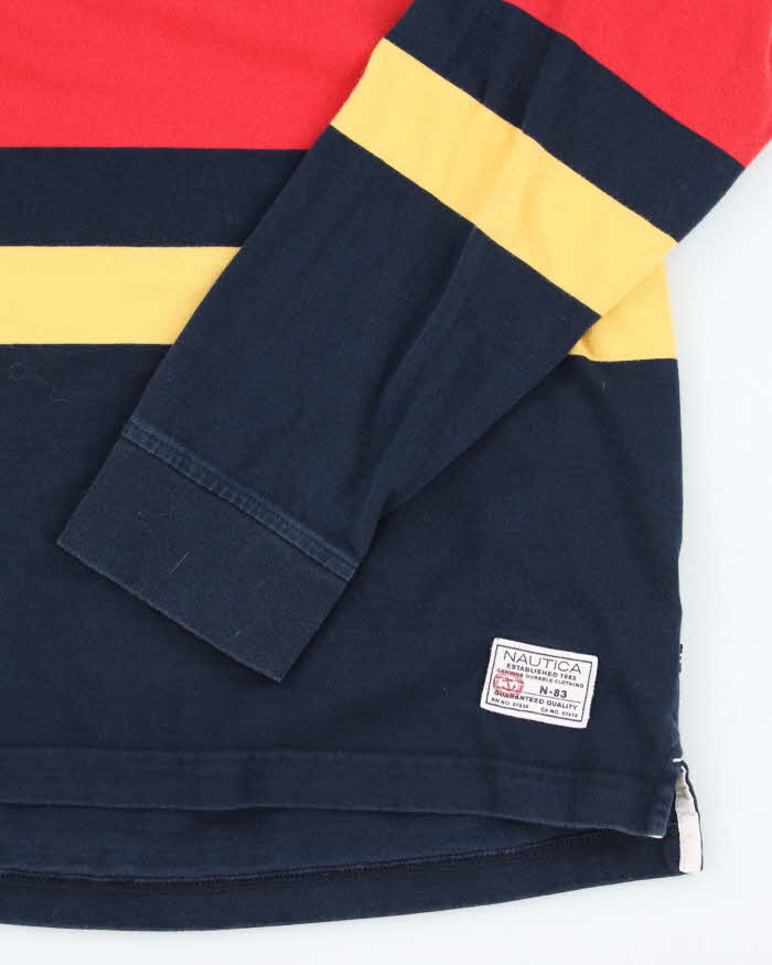 Vintage 2000's Nautica Heavyweight Striped Long-sleeved Polo Shirt - XL
