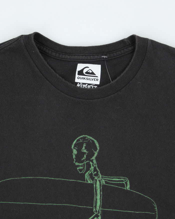 Vintage Quiksilver Skeleton Surfer Graphic T-Shirt - M