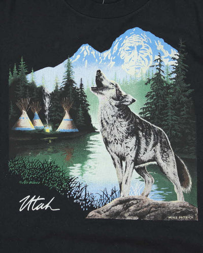 Vintage 90's Utah Howling Wolf Graphic T-Shirt - XL
