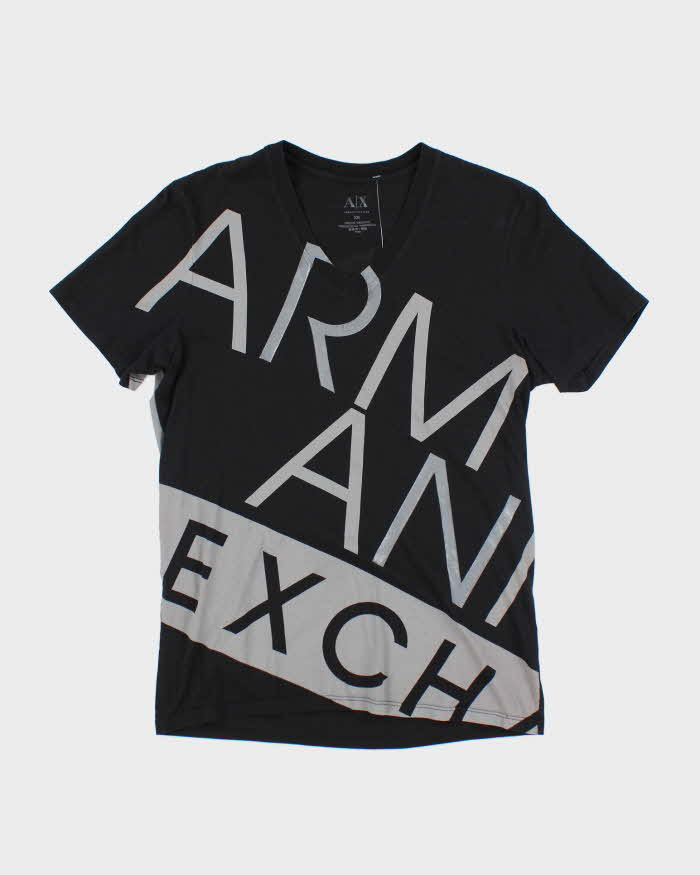 Vintage Y2K Armani Exchange V-Neck All Over Print T-Shirt - XS
