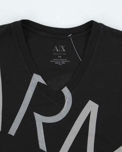 Vintage Y2K Armani Exchange V-Neck All Over Print T-Shirt - XS