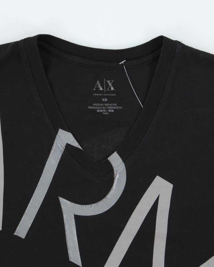 Vintage Y2K Armani Exchange V-Neck All Over Print T-Shirt - XS