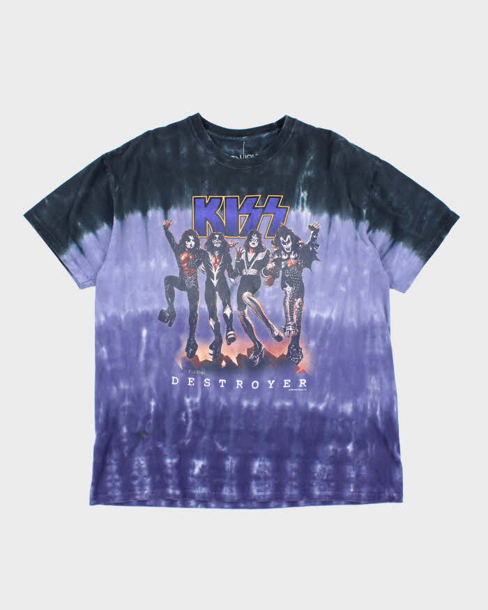 Vintage 2000's Liquid Blue Kiss Band Tie-Dye T-Shirt - XL