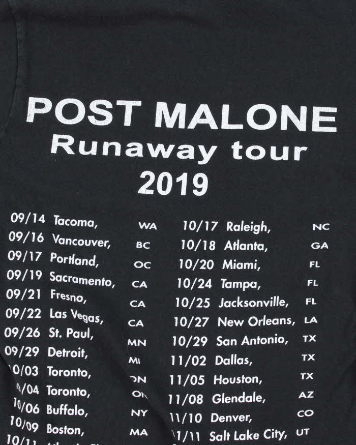 Post Malone 2019 Runaway Tour Music T-Shirt - S
