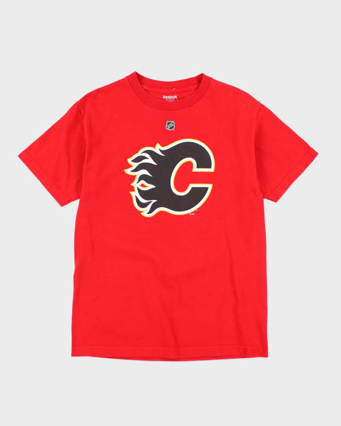 Vintage Reebok Calgary Flames NHL Logo Graphic T-Shirt - M