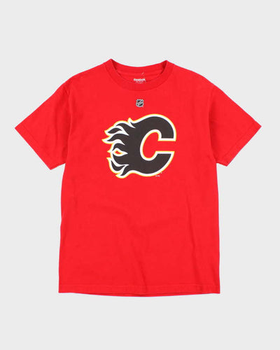 Vintage Reebok Calgary Flames NHL Logo Graphic T-Shirt - M