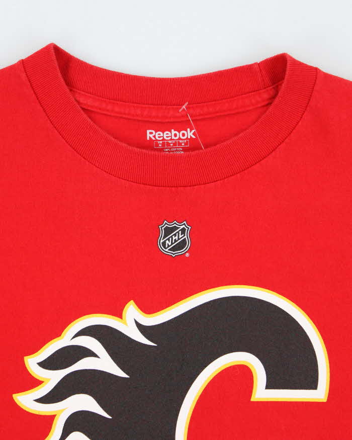 Vintage Reebok Calgary Flames NHL Logo Graphic T-Shirt - M