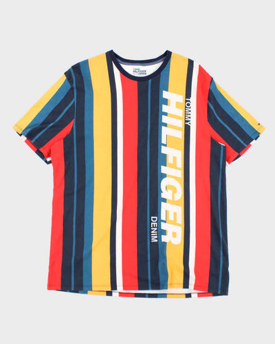 Tommy Hilfiger Big Spell Out Logo Striped T-Shirt - XL