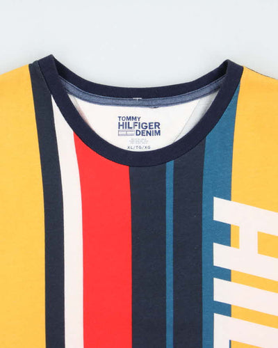 Tommy Hilfiger Big Spell Out Logo Striped T-Shirt - XL