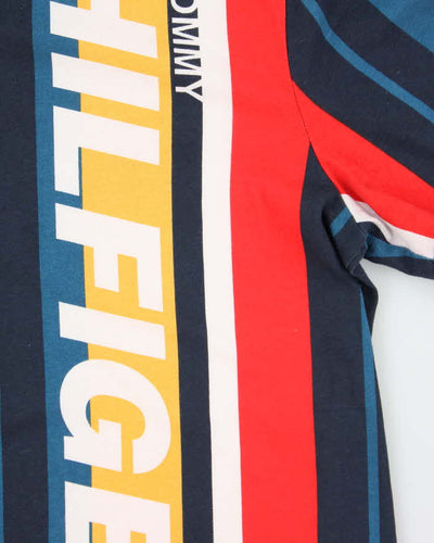 Tommy Hilfiger Big Spell Out Logo Striped T-Shirt - XL