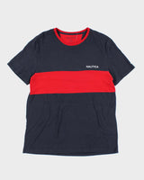 Vintage Nautica Striped Small Logo T-Shirt - XL