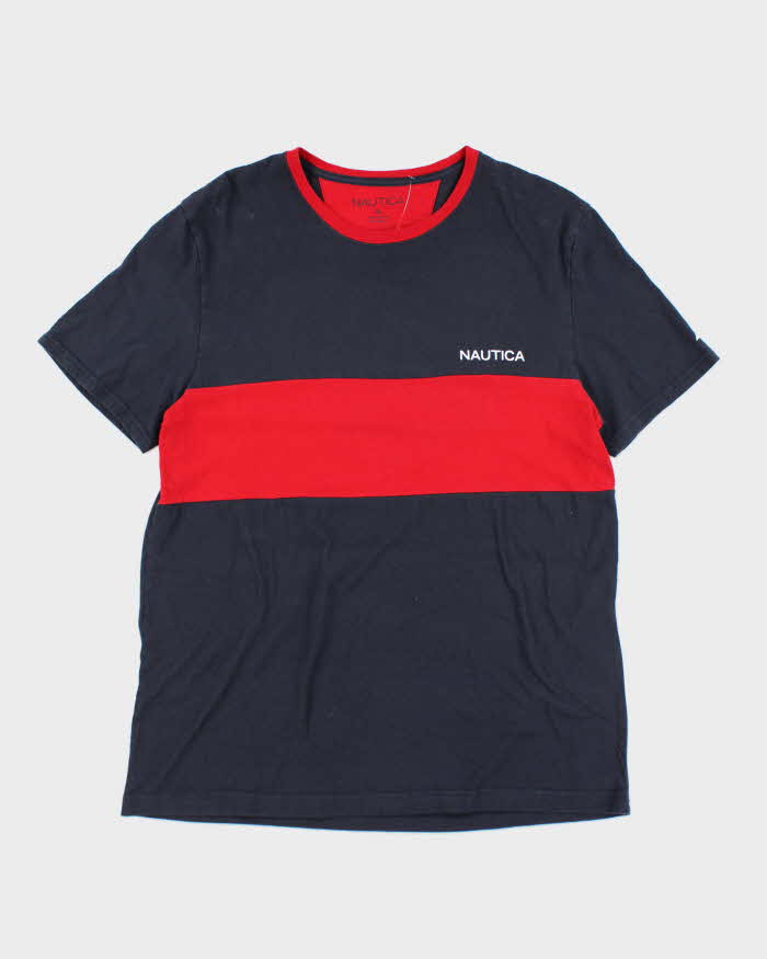 Vintage Nautica Striped Small Logo T-Shirt - XL