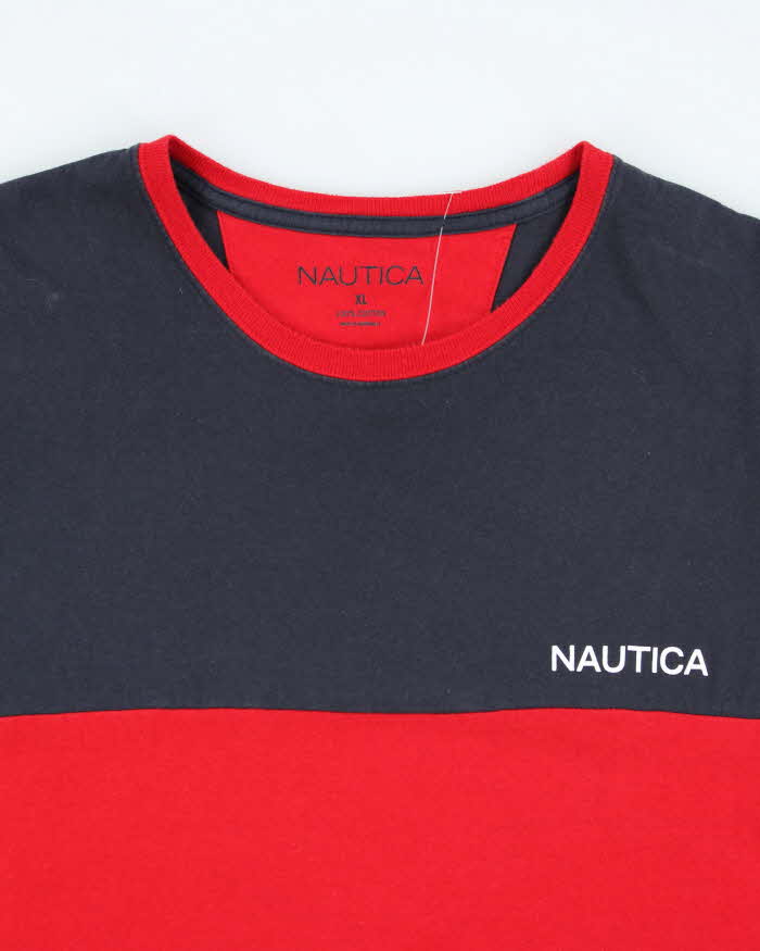 Vintage Nautica Striped Small Logo T-Shirt - XL