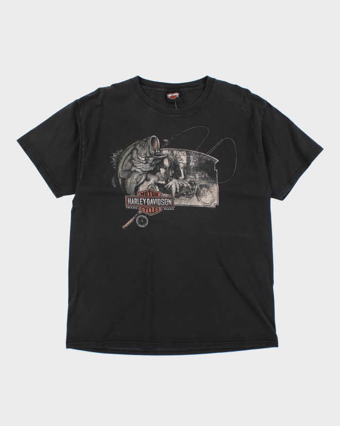 Vintage Harley Davidson Fishing Graphic T-Shirt - L